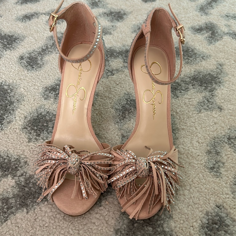 LIKE NEW! Jessica Simpson bejeweled heels size 6.5